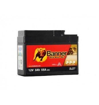 Banner 3Ah Bike Bull GEL 12V 53A akumuliatorius 113x48x85mm  