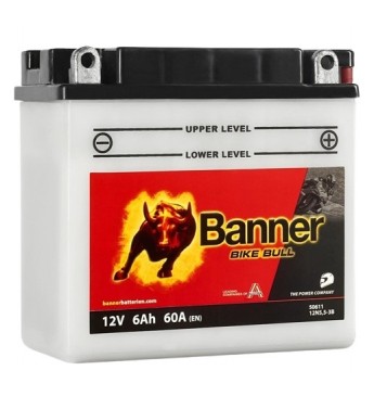 Banner 6Ah Bike Bull -+ 12V 60A akumuliatorius 135x60x130mm  