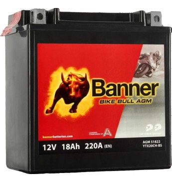 Banner 18Ah Bike Bull AGM 12V 220A akumuliatorius 150x87x161mm  