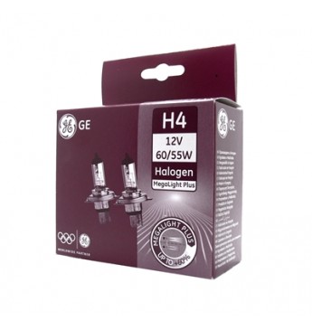 #Lemputė H4 12V 60/55W D 2vnt. GE Megalight Plus 50% 50440MPU  