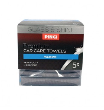PINGI premium automobilio stiklų ir blizginimo šluostės 5vnt  
