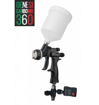 Lakavimo pistoletas HTE 1.4mm su manometru WALCOM GENESI CARBONIO  